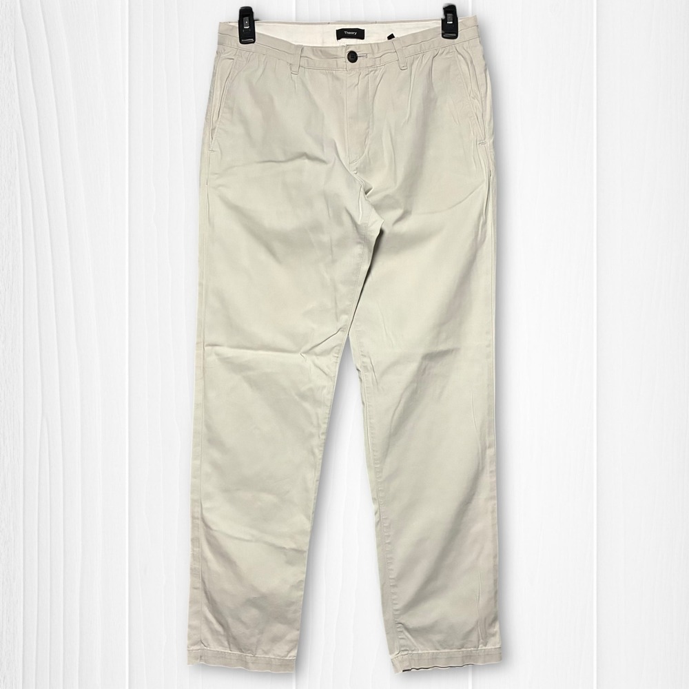 Theory Mens Zaine Witten Chino Pants‎ Stone Beige Cotton Blend Size 32